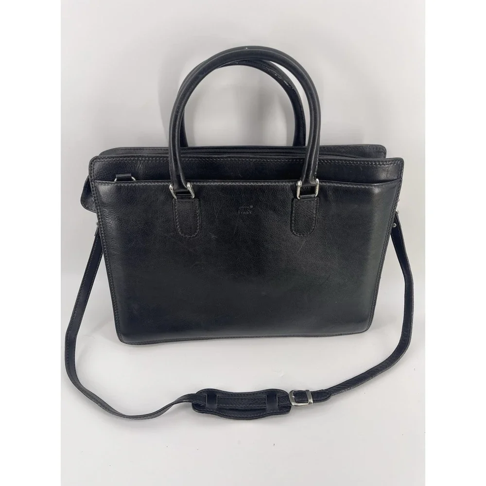 Vintage Made In Italy Genuine Leather Briefcase Laptop Satchel Double R Logo